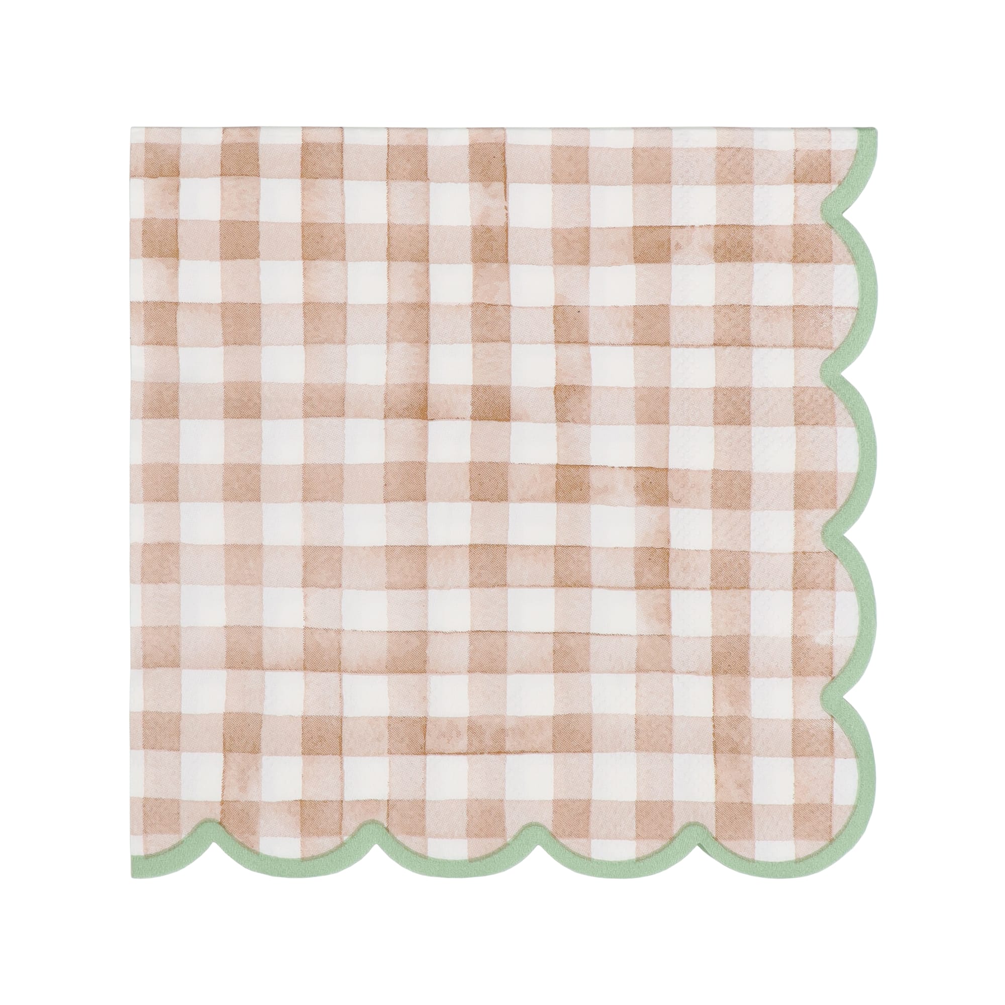 12 Packs: 20 ct. (240 total) Brown Gingham Scalloped Lunch Napkins by Celebrate It™